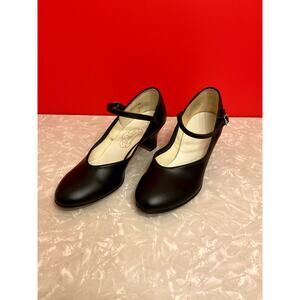 Vintage Barbettes Dancewear Black Leather Pumps, Women's Size 7M/EUR 37.5